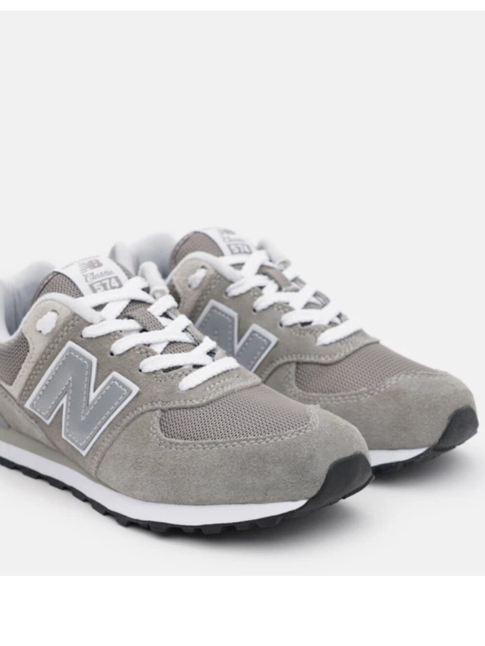 New Balance Grey and White 574 Retro Runner Sneakers